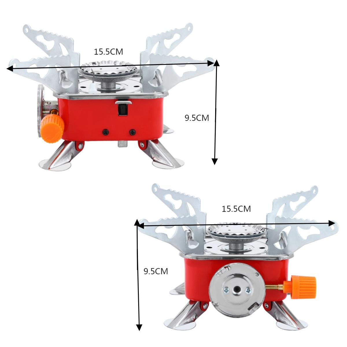 BDZ-001A Portable Camping Stove with Piezo Ignition & Safety Lock – Small Butane Gas Stove with Adjustable Flame, Carry Case & 4 × 227g Gas Canisters