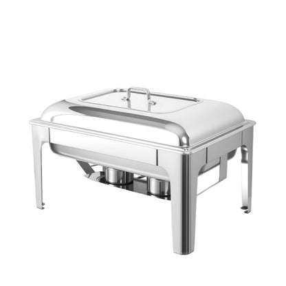9L Two-Pan Square Stainless Steel Chafing Dish Buffet Stove CDH-34, Alcohol-Heating Food Warmer (Without Alcohol), Silver Color, Heat-Resistant Catering Equipment for Events & Parties