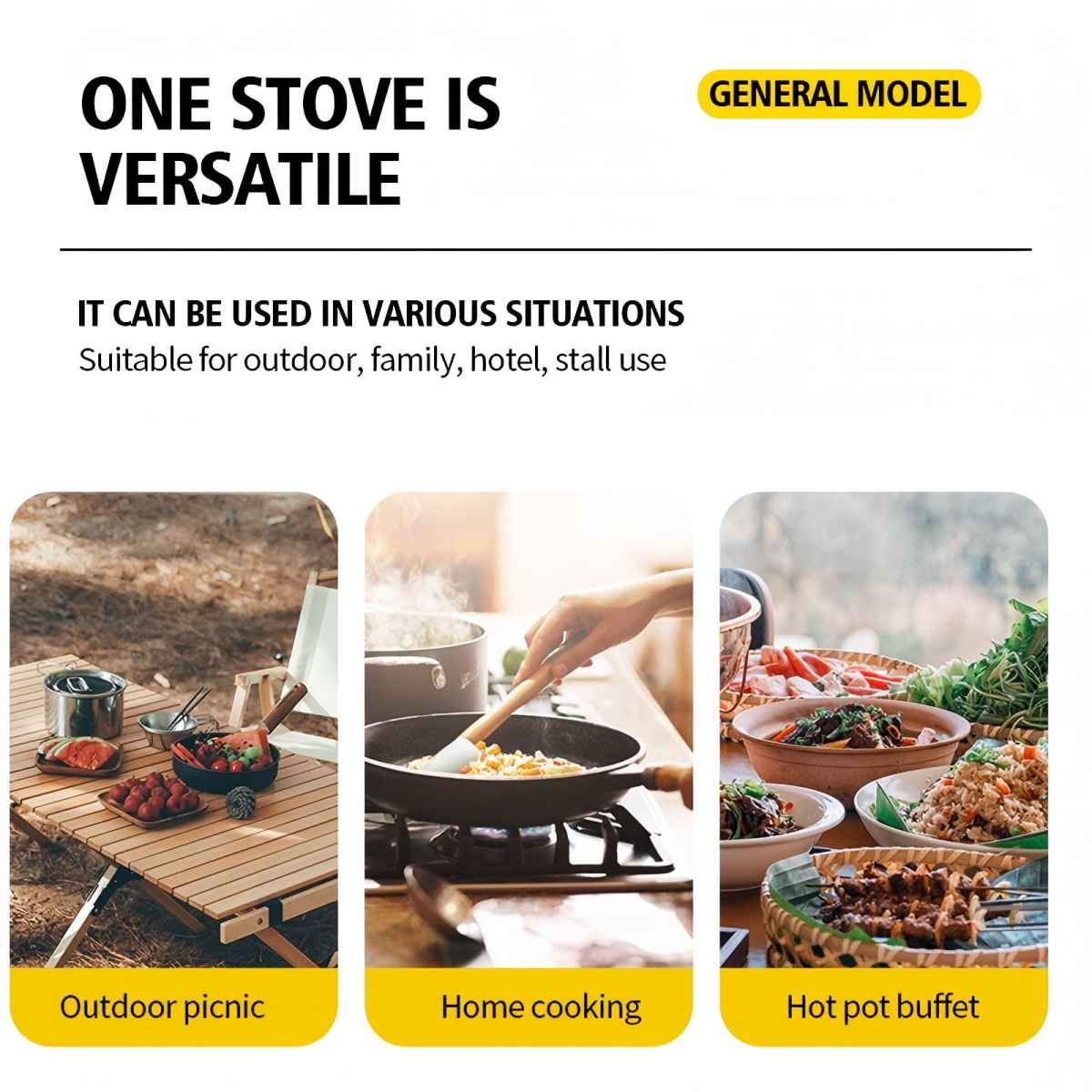 Portable Camping Gas Stove with Piezo-Electric Ignition, Safety Locking Mechanism, Adjustable Flame Control, 4 Butane Gas Canisters, Enamel Coated Pot Holder, and Storage Case