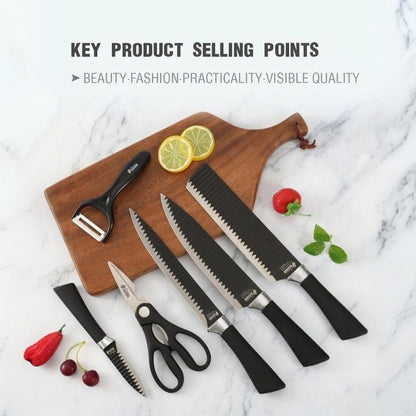 CONDERE HOME 5 PCS Kitchen Knife Set | Chef Knife, Small Cleaver, Utility Knife, Ceramic Peeler, Scissors | 3CR13 Stainless Steel Blades