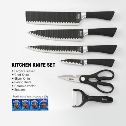 CONDERE HOME 6 PCS Kitchen Knife Set | Larger Cleaver, Chef Knife, Slicer Knife, Paring Knife, Ceramic Peeler, Scissors | 3CR13 Stainless Steel