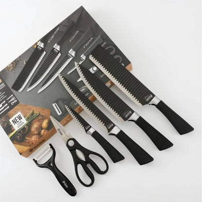 CONDERE HOME 6 PCS Kitchen Knife Set | Larger Cleaver, Chef Knife, Slicer Knife, Paring Knife, Ceramic Peeler, Scissors | 3CR13 Stainless Steel