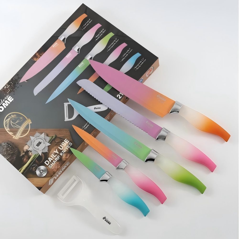 CONDERE HOME 6 PCS Knife Set | Chef, Bread, Carving, Utility, Paring Knife, Ceramic Peeler | 3CR13 Stainless Steel