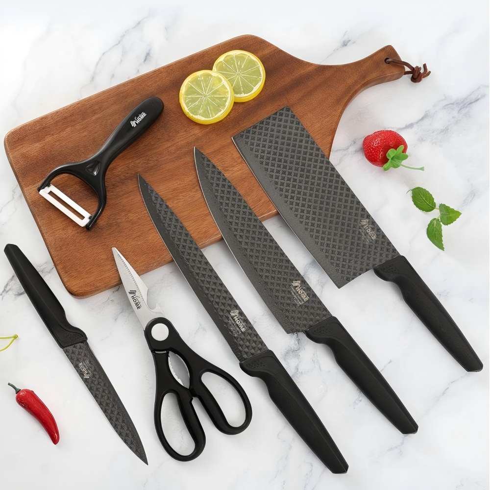 CONDERE HOME 6 PCS Knife Set with free yeast Includes Larger Cleaver, Chef Knife, Slicer, Utility Knife, Ceramic Peeler & Scissors 3CR13 Stainless Steel