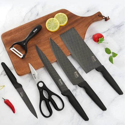 CONDERE HOME 6 PCS Knife Set with free yeast Includes Larger Cleaver, Chef Knife, Slicer, Utility Knife, Ceramic Peeler & Scissors 3CR13 Stainless Steel
