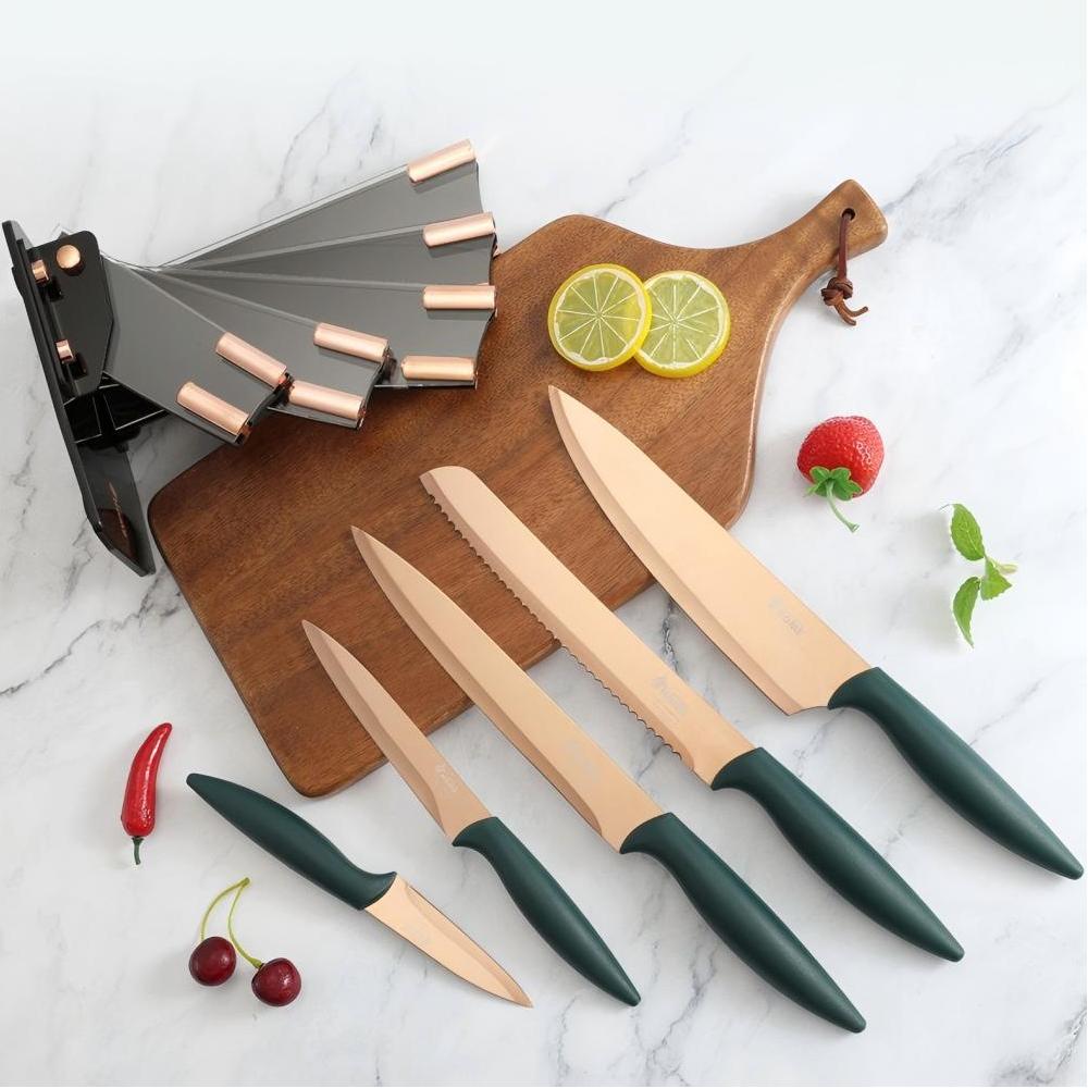 Condere Home 6-Piece Knife Set with Stand – Professional 3CR13 Stainless Steel Kitchen Knives for Home & Culinary Use
