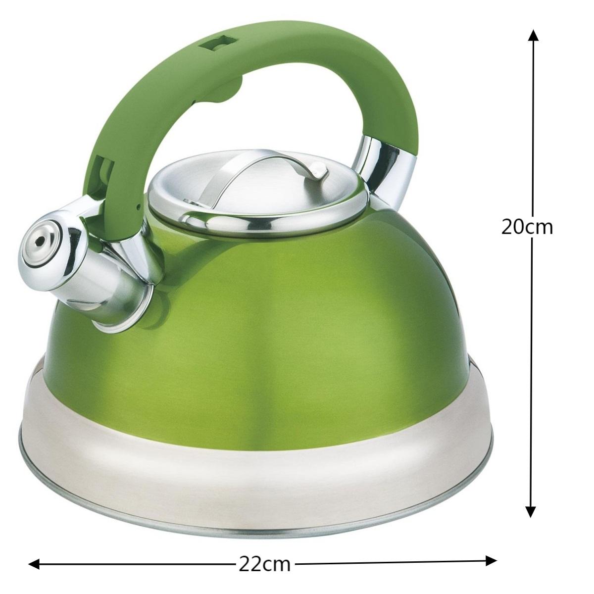 Green Stainless Steel Tea Kettle 3.5L for Stovetop, Durable Water Kettle with Zinc Alloy & Nylon Handle, Stovetop Kettle for Tea Pot and Camping