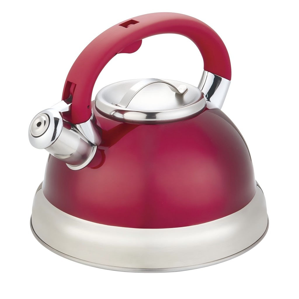 Red Stainless Steel Tea Kettle 3.5L for Stovetop, Durable Water Kettle with Zinc Alloy & Nylon Handle, Stovetop Kettle for Tea Pot and Camping