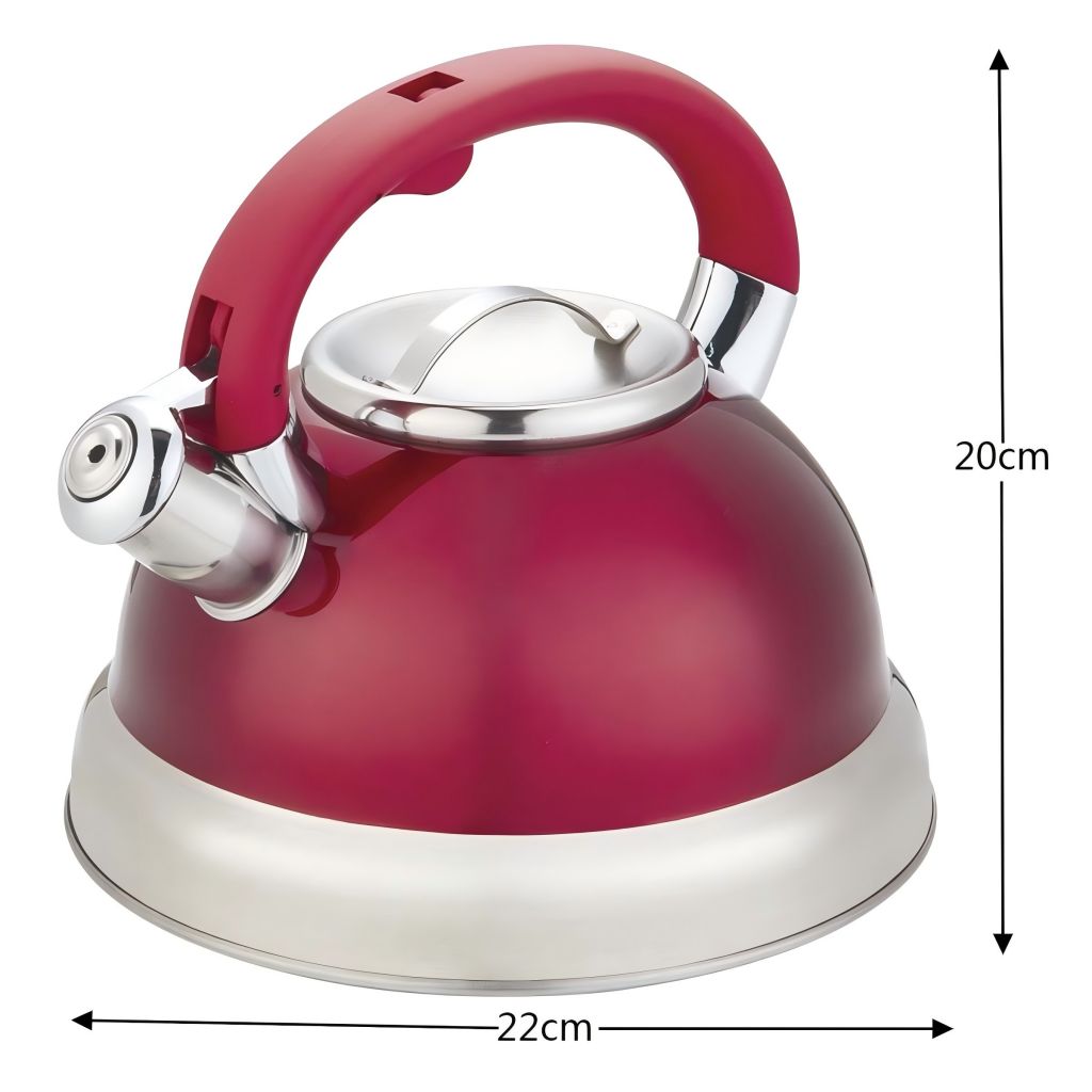 Red Stainless Steel Tea Kettle 3.5L for Stovetop, Durable Water Kettle with Zinc Alloy & Nylon Handle, Stovetop Kettle for Tea Pot and Camping