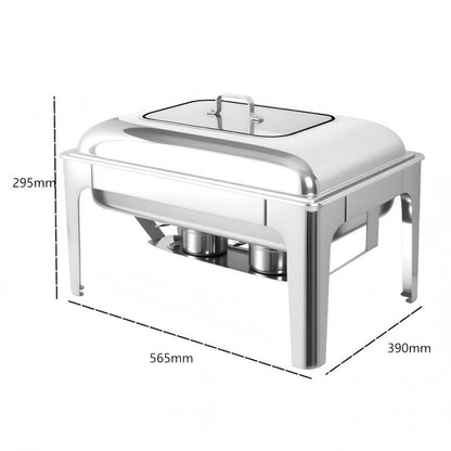 9L Two-Pan Square Stainless Steel Chafing Dish Buffet Stove CDH-34, Alcohol-Heating Food Warmer (Without Alcohol), Silver Color, Heat-Resistant Catering Equipment for Events & Parties