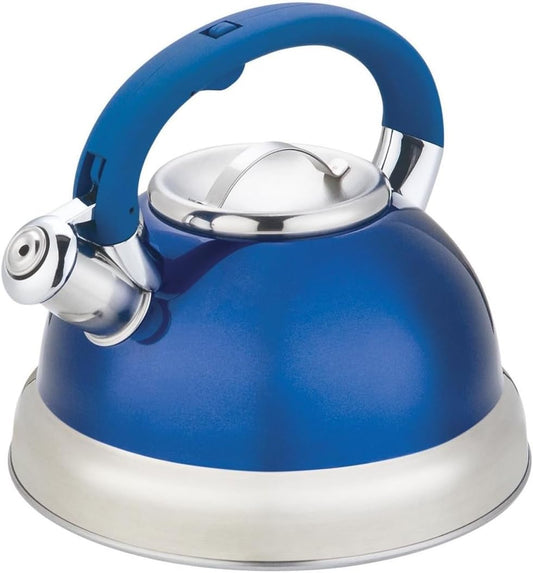 Blue Stainless Steel Tea Kettle 3.5L for Stovetop, Durable Water Kettle with Zinc Alloy & Nylon Handle, Stovetop Kettle for Tea Pot and Camping