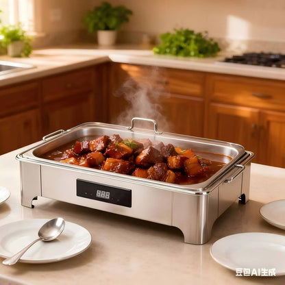 9L Electric Buffet Food Warmer TH-5001, Stainless Steel Chafing Dish with Touch Temperature Display & Visual Glass Cover