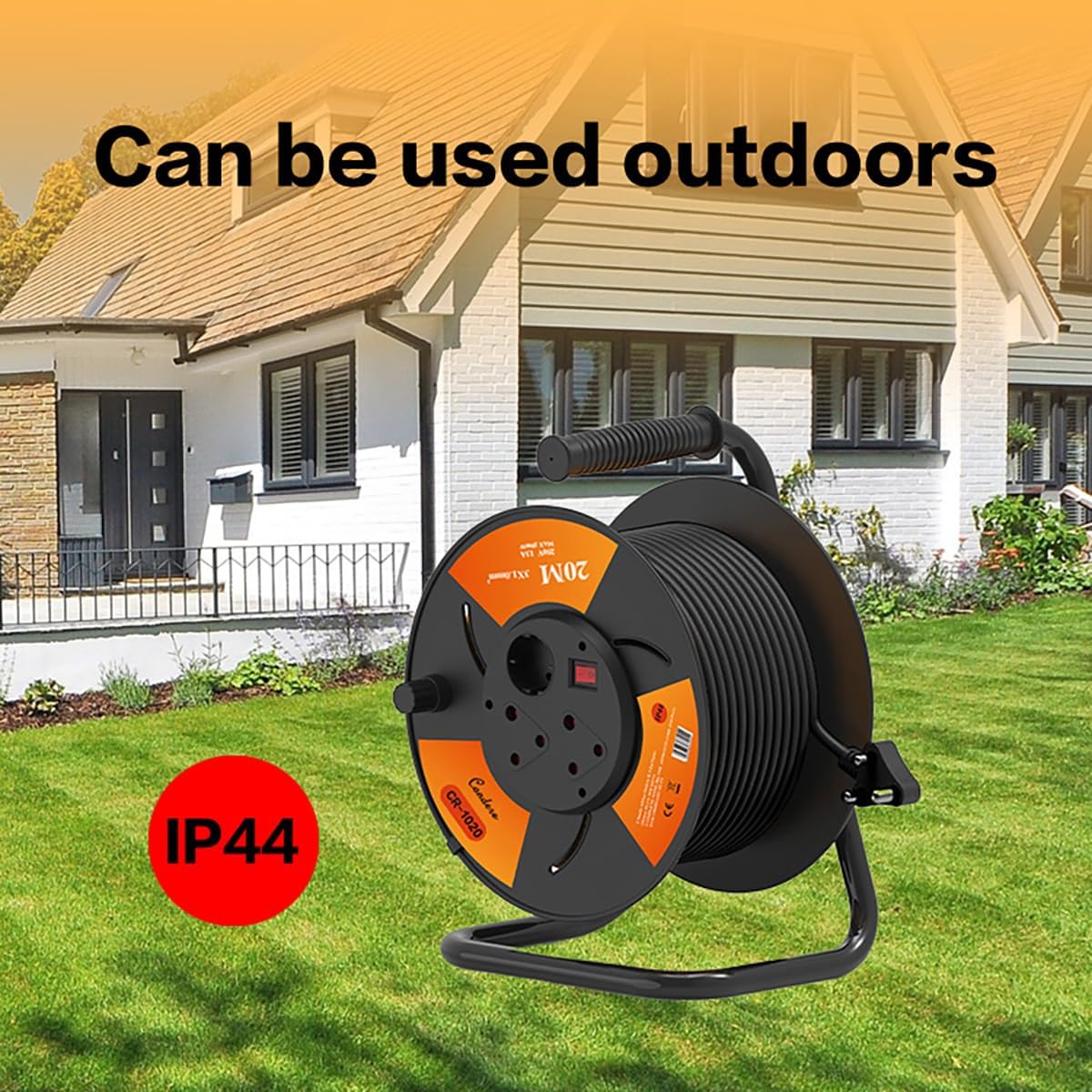 50m Copper Extension Cord Reel – 3500W Power Cable Reel with 3 Ports, Fireproof Shell, Key Switch, and Child Protection