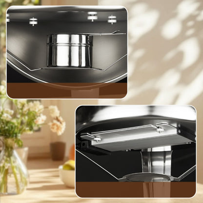 6L Round Chafing Dish Buffet Stove CDH-37, Silver Color, Alcohol-Heating Food Warmer with Visual Glass Lid (Without Alcohol), Stainless Steel Catering Equipment