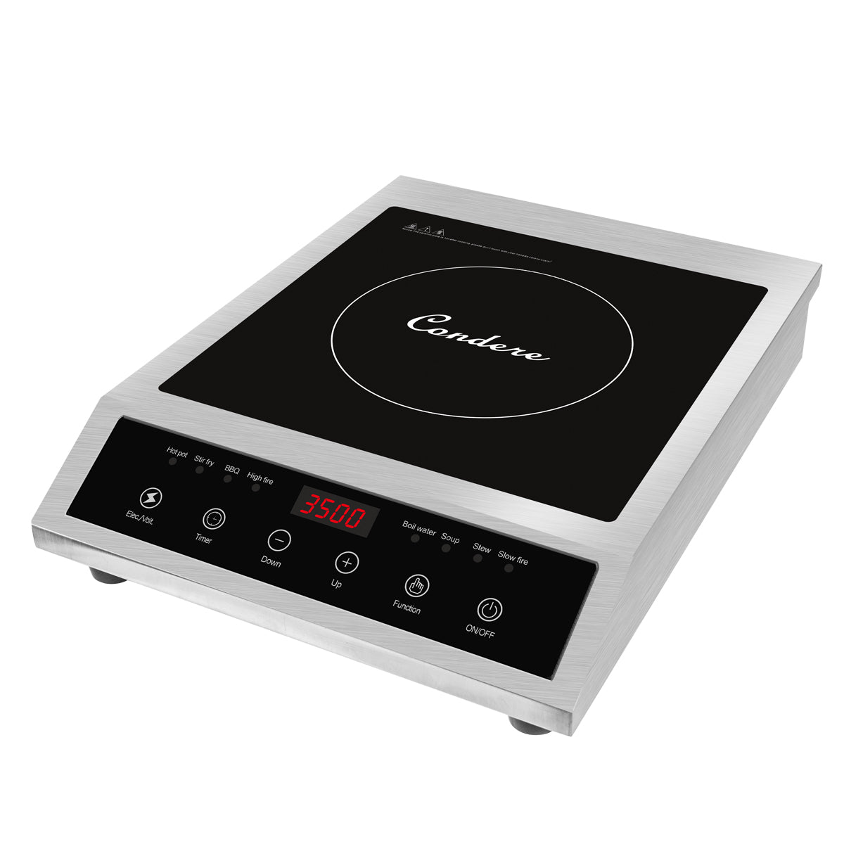 Condere Electric Induction Cooker C-CPSF35B – 3500W Portable Hot Plate with Crystalline Glass, Energy-Saving Induction Cooktop for Countertop Use, Durable Stainless Steel Case
