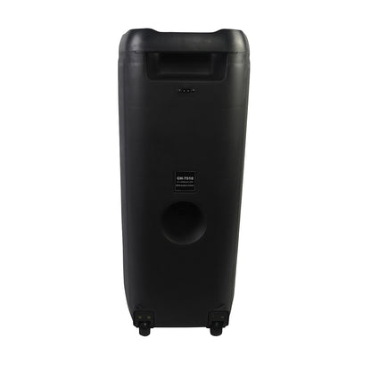 10"x2 Portable Loudspeaker CH-7510 – High-Power Bluetooth Speaker with Bass & Treble | Rechargeable Karaoke Speaker with Dual Mic, USB, TF Card, FM Radio, AUX Input | Outdoor Party Sound System