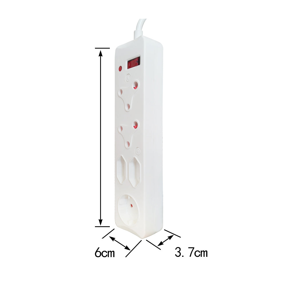 5-Way Multi socket-outlet Power Strip, 16A long power strip, 4000W Capacity – IEC Certified