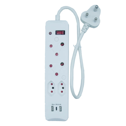 4-Way Multi Socket-outlet Power Strip with USB+type-C Ports, Heavy Duty 16A Non-Rewirable Plug, 4000W Capacity – Outlet with USB+type-C Ports and IEC Certification CM-2204