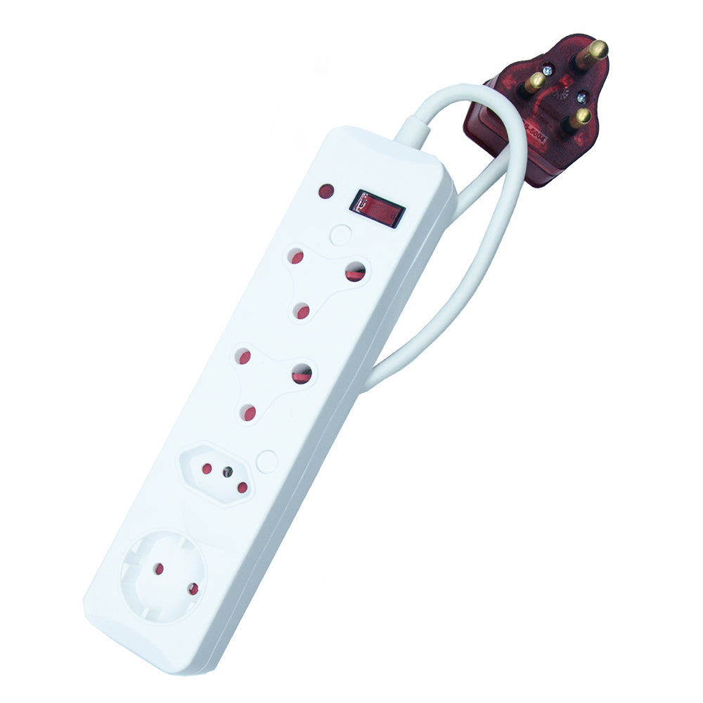 4-Way Multi Surge Protected Socket-outlet Power Strip with 16A Surge Protected Plug, 500J-700J Protection, 4000W Capacity – IEC Certification CM-2604