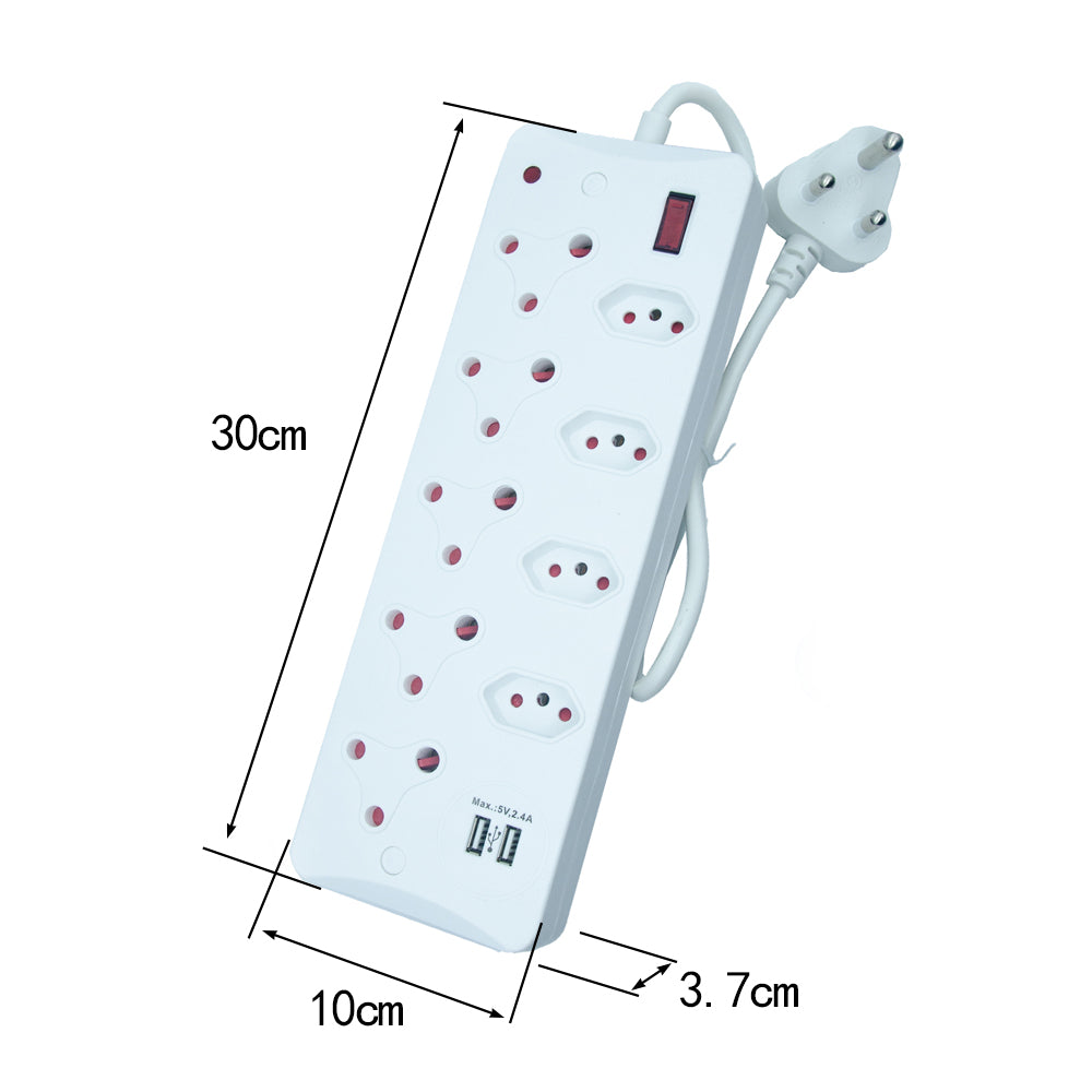 9-Way Multi Socket-outlet Power Strip with USB Ports, Heavy Duty with 16A Non-Rewirable Plug, 4000W Capacity – Socket-outlet Extender with IEC Certification CM-2109