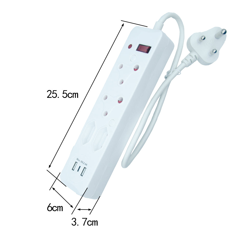 4-Way Multi Socket-outlet Power Strip with USB+type-C Ports, Heavy Duty 16A Non-Rewirable Plug, 4000W Capacity – Outlet with USB+type-C Ports and IEC Certification CM-2204