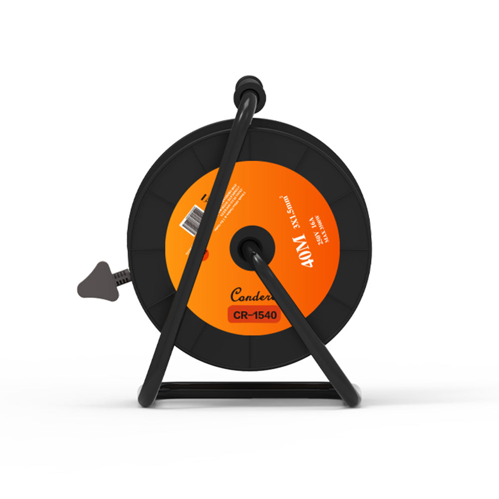 40m Copper Extension Cord Reel – Electrical Cord Storage Reel with Fireproof Shell, 3500W Power Capacity, 3-Port Extension Cord Holder with Key Switch and Child Protection