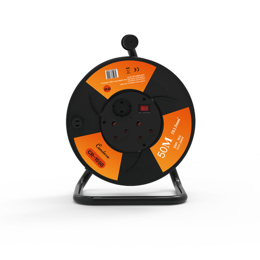 50m Copper Extension Cord Reel – 3500W Power Cable Reel with 3 Ports, Fireproof Shell, Key Switch, and Child Protection