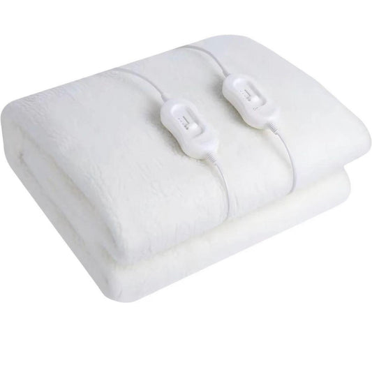 Electric Blanket EB-1014, 183x188cm Heated Blanket Throw with 2 Controllers, Synthetic Wool Fleece