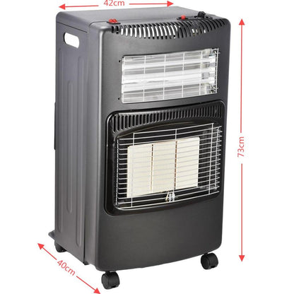 Indoor Foldable Propane Gas Heater, 1.4kW-4.2kW with Piezoelectric Ignition, ODS & Tilt Safety, Portable Gas Heater for Home Heating