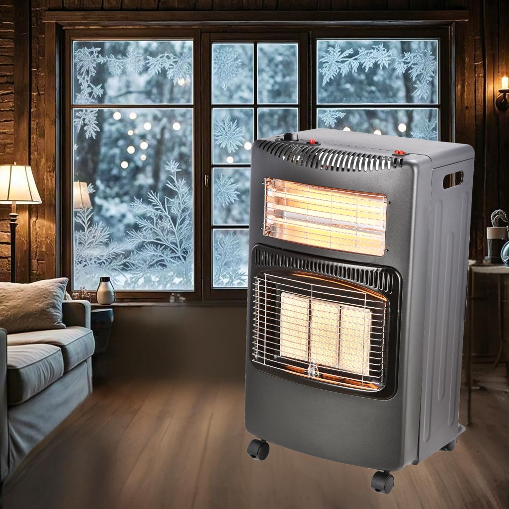 Indoor Foldable Propane Gas Heater, 1.4kW-4.2kW with Piezoelectric Ignition, ODS & Tilt Safety, Portable Gas Heater for Home Heating
