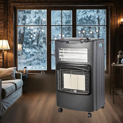 Indoor Foldable Propane Gas Heater, 1.4kW-4.2kW with Piezoelectric Ignition, ODS & Tilt Safety, Portable Gas Heater for Home Heating