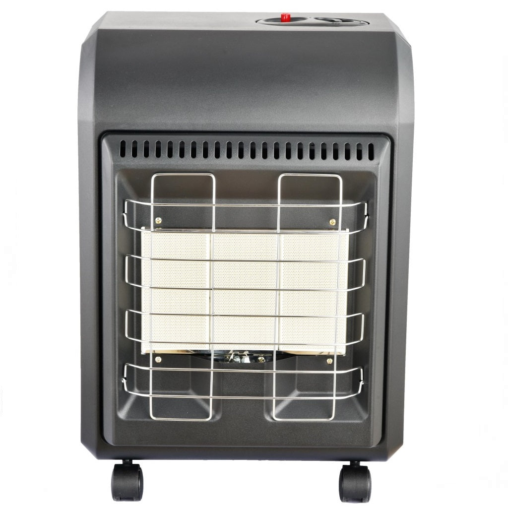 Small Propane Heater for Indoor Use, 1.5kW-4.2kW Gas Heater with Piezo-Electric Ignition, ODS & Flame-Failure Protection, Portable Gas Heater with Castors for Home Heating