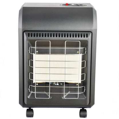 Small Propane Heater for Indoor Use, 1.5kW-4.2kW Gas Heater with Piezo-Electric Ignition, ODS & Flame-Failure Protection, Portable Gas Heater with Castors for Home Heating