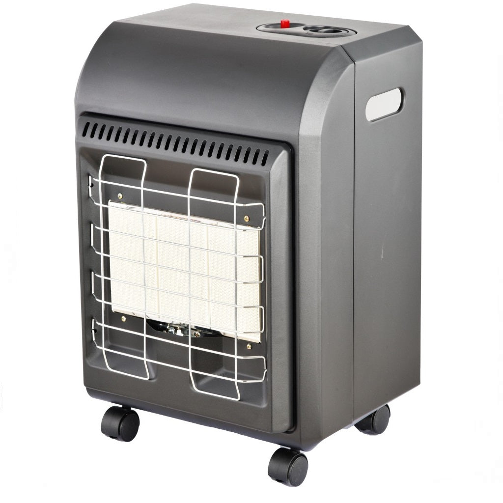 Small Propane Heater for Indoor Use, 1.5kW-4.2kW Gas Heater with Piezo-Electric Ignition, ODS & Flame-Failure Protection, Portable Gas Heater with Castors for Home Heating