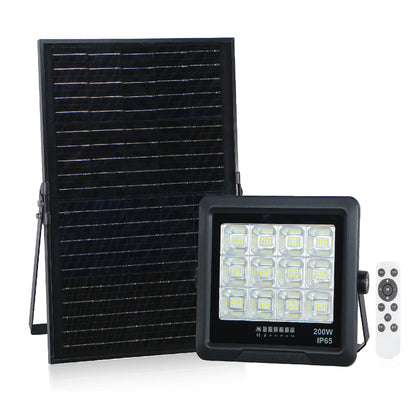 Solar Lights Outdoor with Panels SK-6012-200W Outdoor Solar Powered LED Light with Remote, High Lumen 1300-1400 lm, 10-12 Hours Working Time for Yard and Security