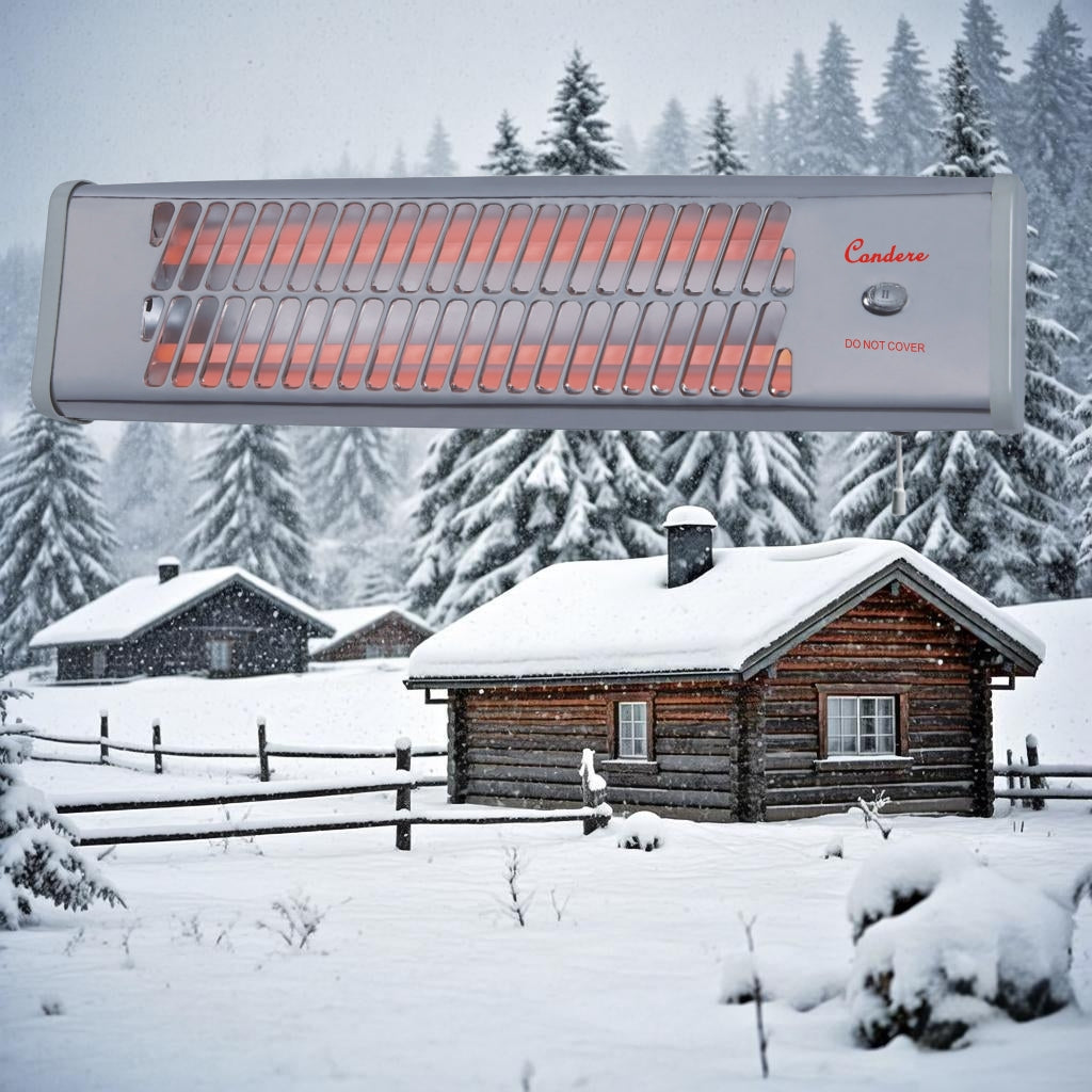 CONDERE Electric Heater ZR-2008 Wall Mounted Quartz Tube Space Heater, 800W Bathroom & Indoor Heater with Pull Cord Switch, Portable Electric Heater for Office, Bedroom, Small Spaces