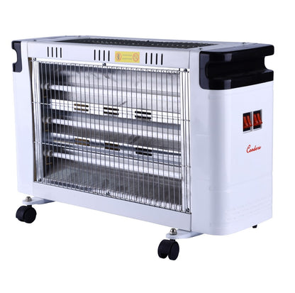 CONDERE Electric Heater ZR-2012, 2000W Quartz Tube Space Heater, 4 Settings, Portable Electric Heater for Indoor Use, Bedroom, Office with Castors