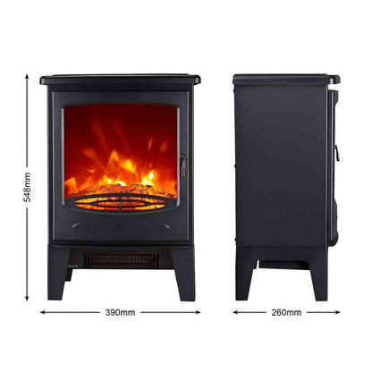 CONDERE Electric Heater ZR-8001, Freestanding Space Heater with Real Log Flame Effect, Adjustable Flame Brightness, 2 Heat Settings (900W/1800W), Ideal for Large Rooms, Bedroom, and Office