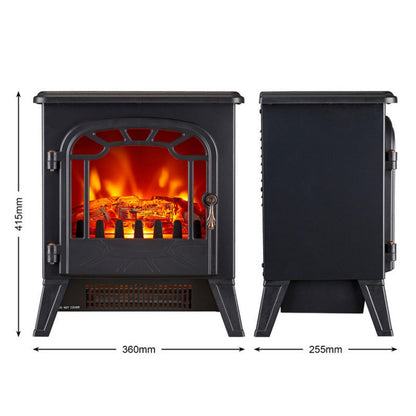 CONDERE Electric Heater ZR-8003 Fireplace Heater with Real Log Flame Effect, 2 Heat Settings, Safety Thermal Cut-Off, and Free Voltage Protector for Large Rooms, Bedroom, and Office Use