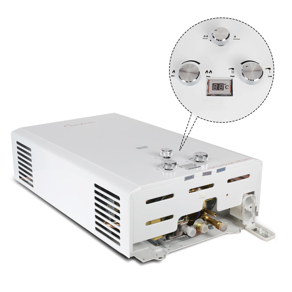 Condere 12L LPG Tankless Water Heater, Outdoor Gas Water Heater with LED Display, Flame Failure & Overheat Protection – LQ-4012(HB), Ideal for Family Use
