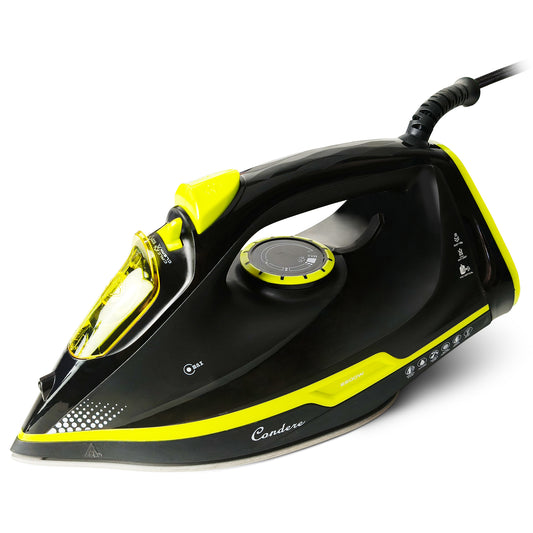 CONDERE Steam Iron for Clothes 2200W - Ceramic Non-Stick Plate, 360ml Water Tank, Thermostatic Control with Self-Clean & Anti-Drip Features, Compact & Portable Iron for Travel