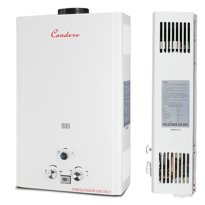 Condere 12L LPG Tankless Water Heater, Outdoor Gas Water Heater with LED Display, Flame Failure & Overheat Protection – LQ-4012(HB), Ideal for Family Use